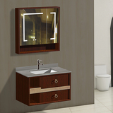 002h   800长岩板阿玛尼灰单层板多层实木浴室柜吊柜新中式卡米尔 红智能镜镜柜